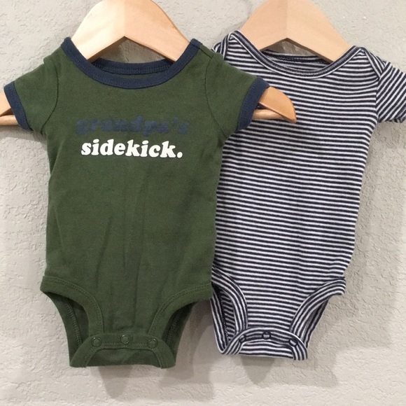 Carter’s Baby Newborn Striped and Grandpa Bodysuit Set 100% Cotton - Picture 1 of 14